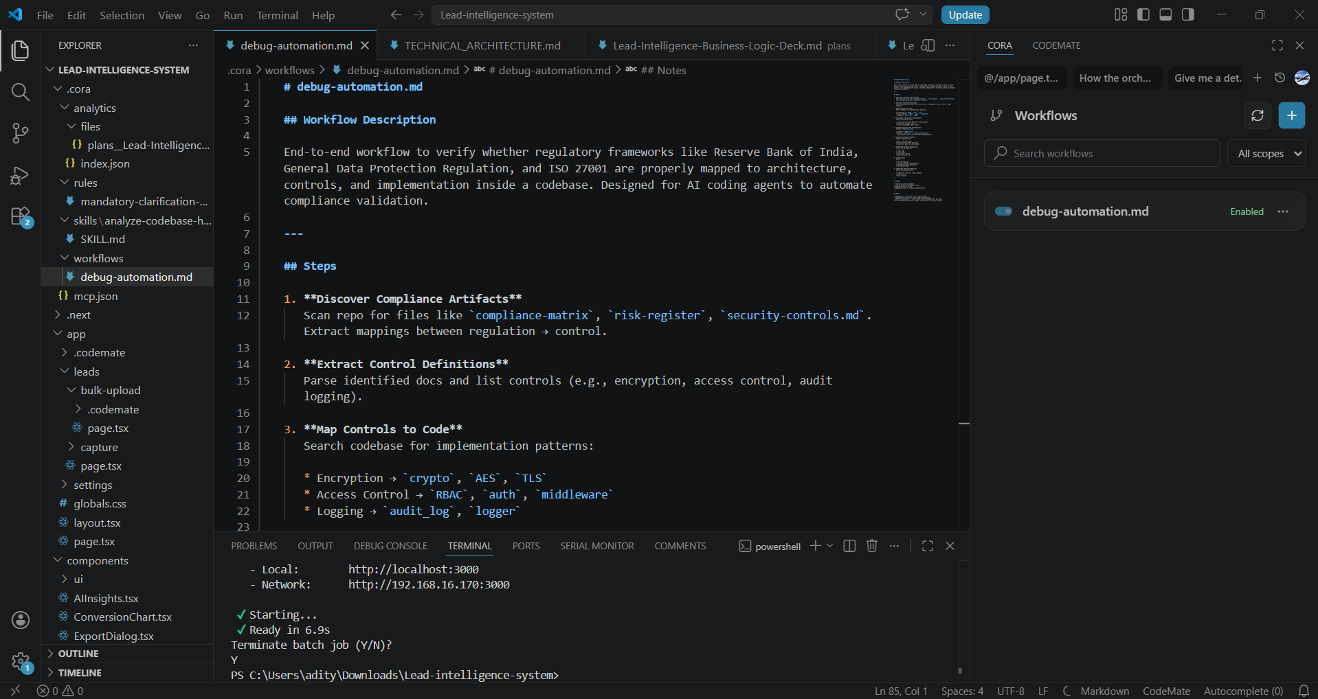 Workflows in CORA